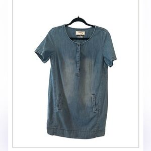 FAT FACE Denim Burton Down Pocket Distressed Nautical Coastal Shift Dress 10
